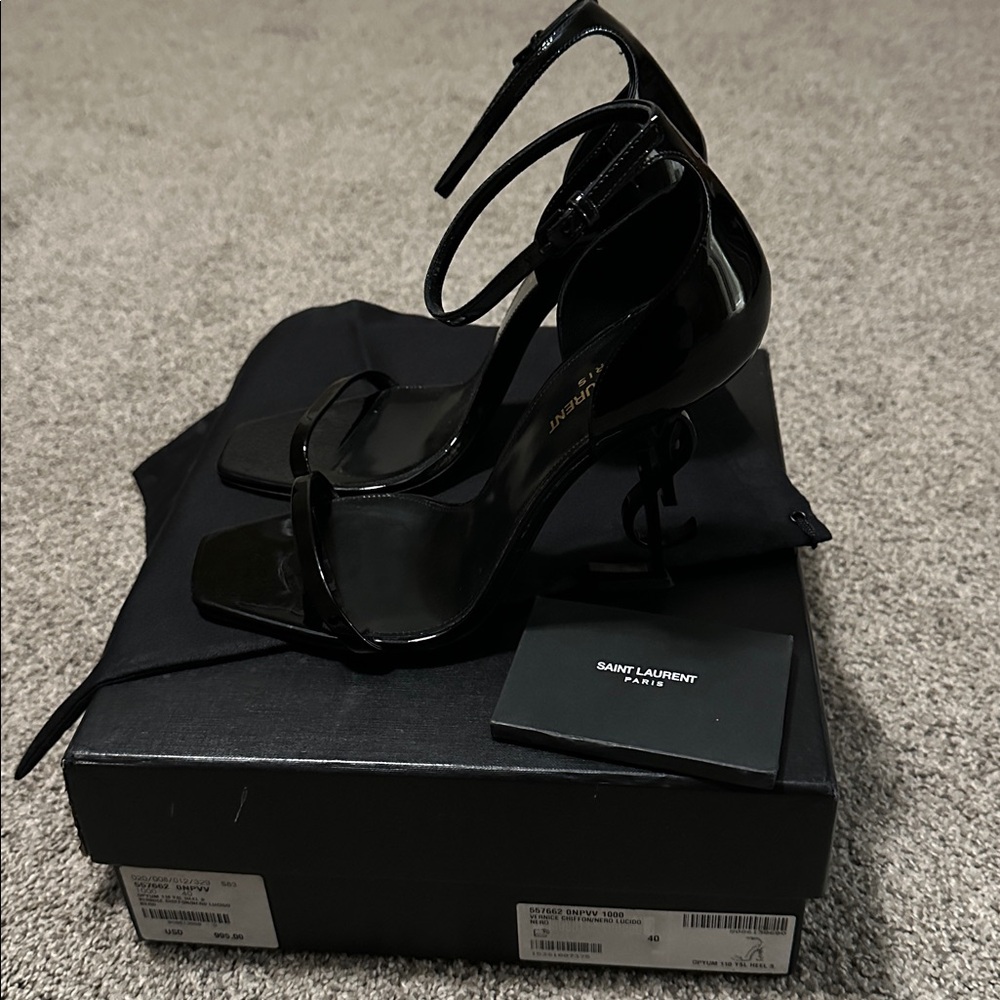 Authentic Saint Laurent Opyum YSL 110 Patent Leather Sandals 40 Black/Black - Picture 5 of 16